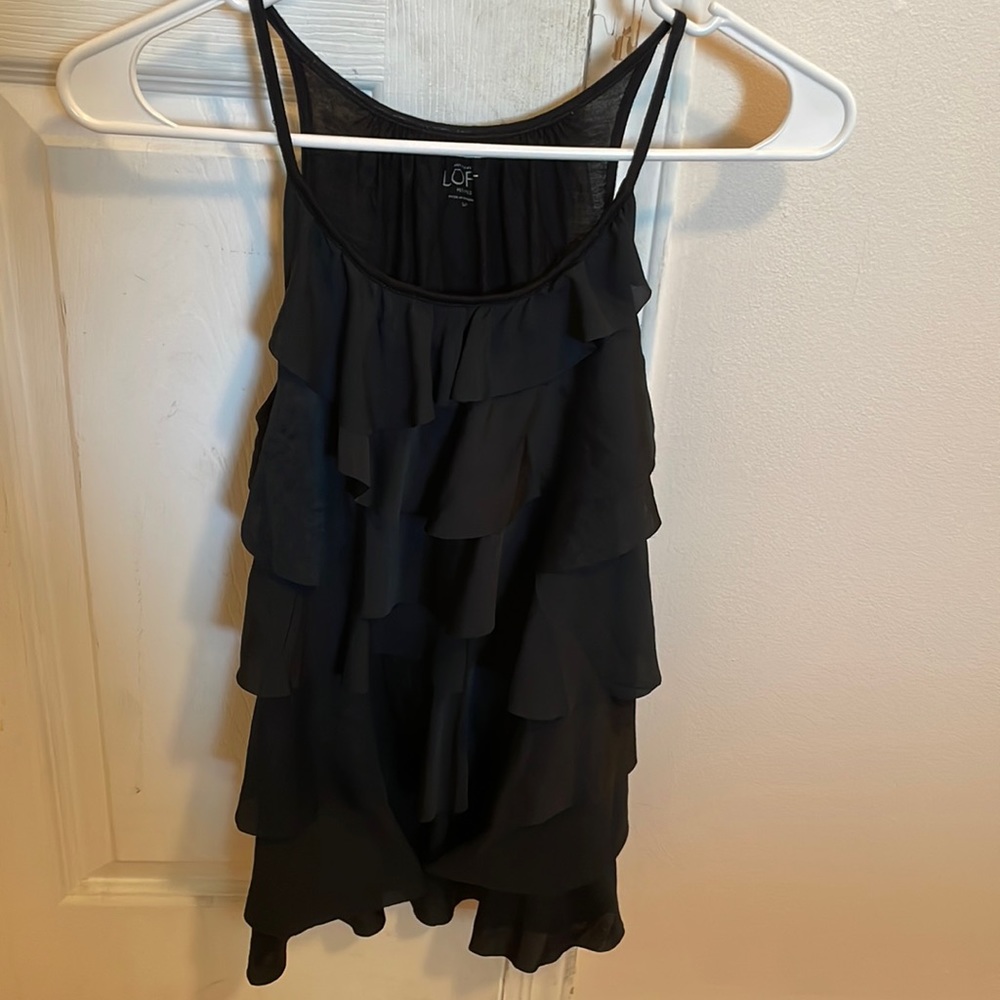 Black ruffled tank top
